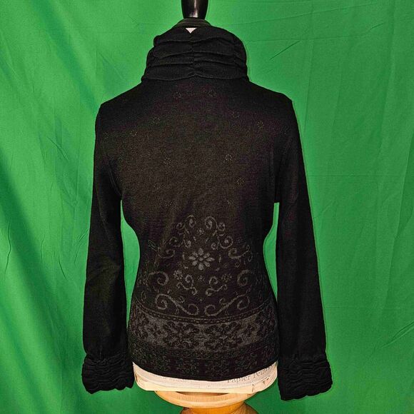 Simply Natural Womens Black Karita Reversible Wonder Alpaca Full Zip Sweater Sml - Picture 2 of 6